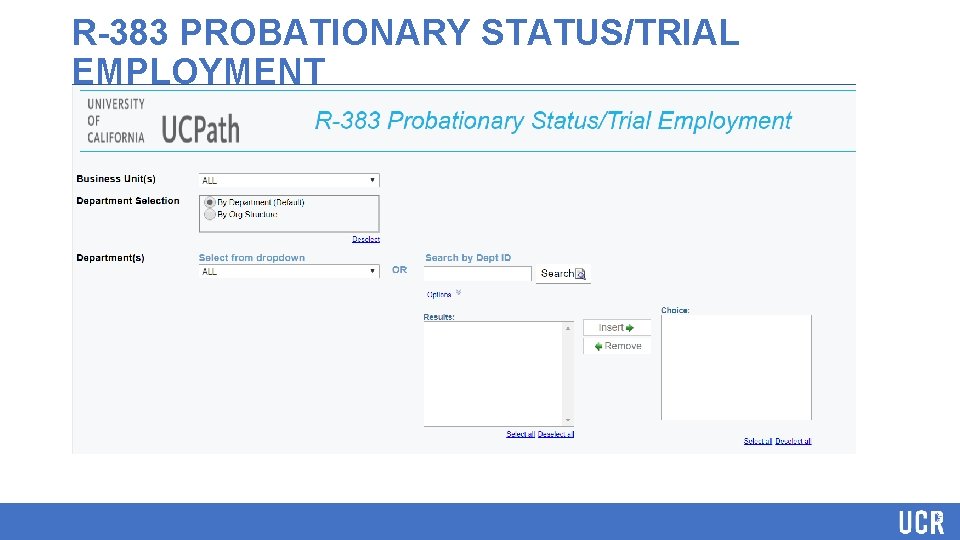 R-383 PROBATIONARY STATUS/TRIAL EMPLOYMENT 
