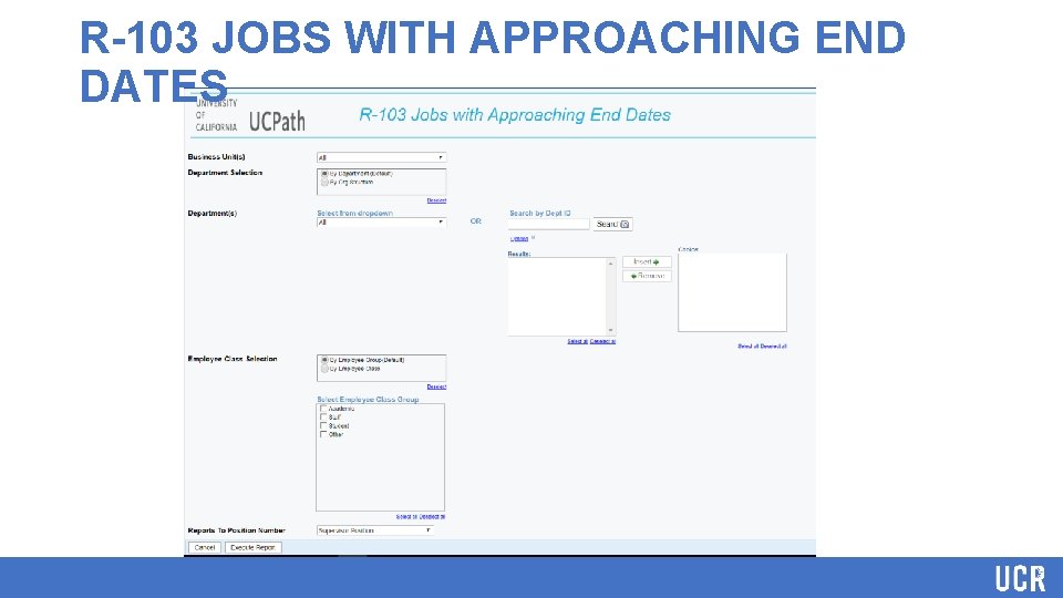 R-103 JOBS WITH APPROACHING END DATES 