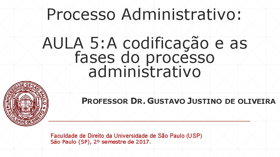 Processo Administrativo: AULA 5: A codificação e as fases do processo administrativo PROFESSOR DR.