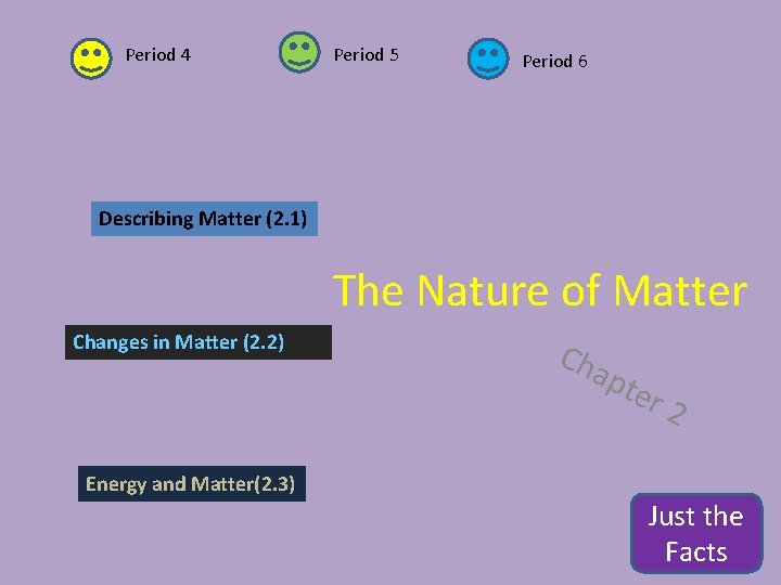 Period 4 Period 5 Period 6 Describing Matter (2. 1) The Nature of Matter