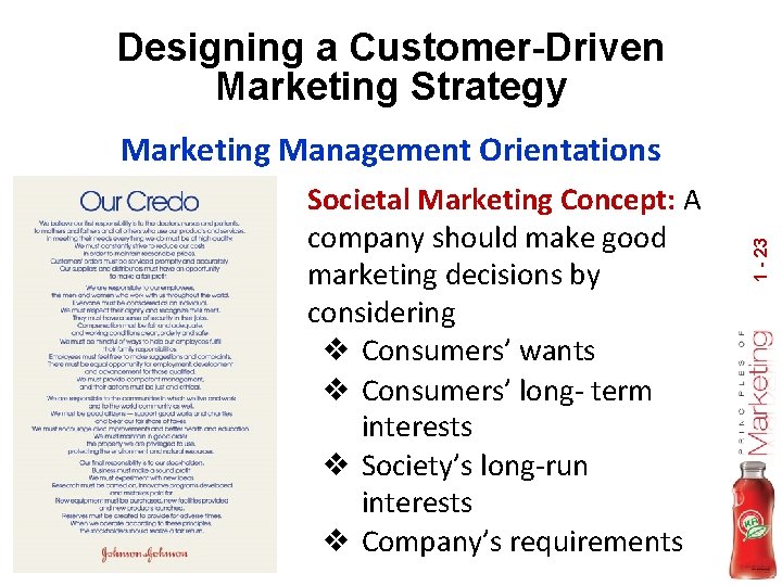 Designing a Customer-Driven Marketing Strategy Societal Marketing Concept: A company should make good marketing