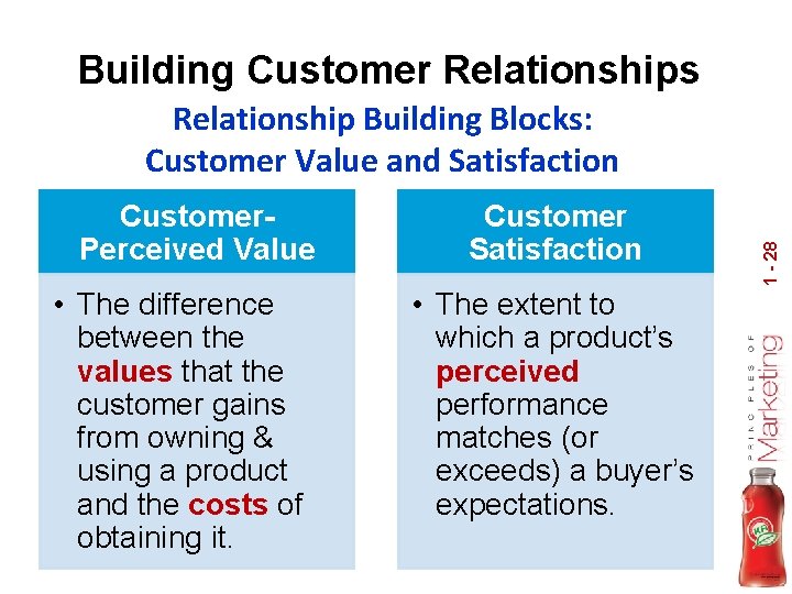 Building Customer Relationships Customer. Perceived Value • The difference between the values that the