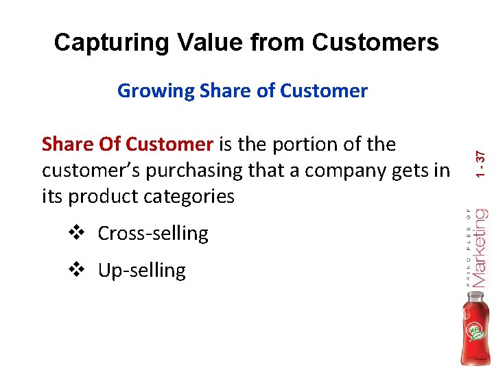 Capturing Value from Customers Share Of Customer is the portion of the customer’s purchasing
