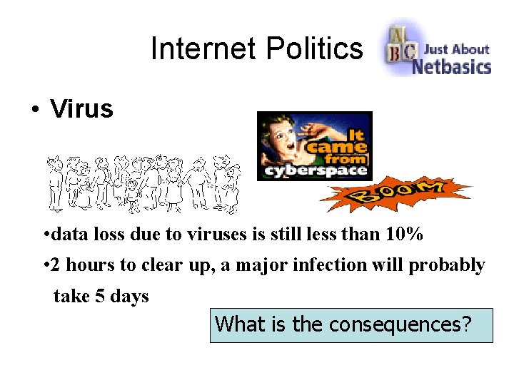 Internet Politics • Virus • data loss due to viruses is still less than