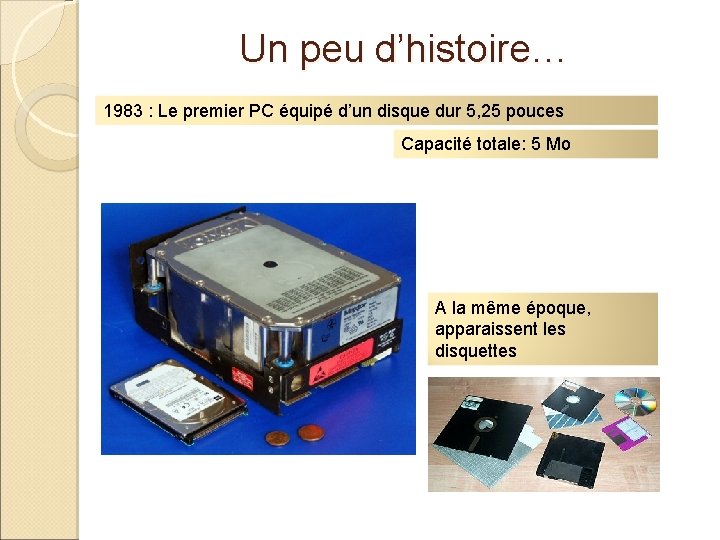 Un peu d’histoire… 1983 : Le premier PC équipé d’un disque dur 5, 25