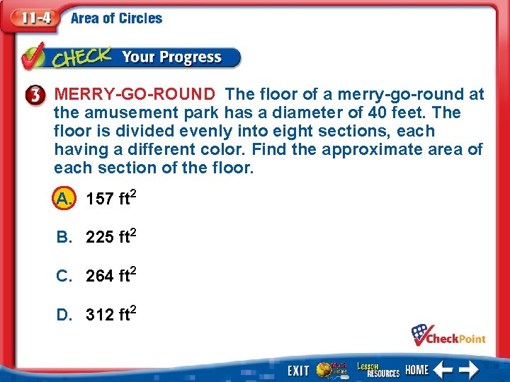 MERRY-GO-ROUND The floor of a merry-go-round at the amusement park has a diameter of