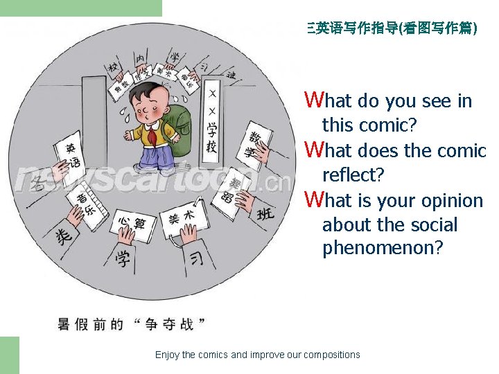 高三英语写作指导(看图写作篇) What do you see in this comic? What does the comic reflect? What