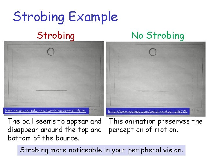 Strobing Example Strobing http: //www. youtube. com/watch? v=Qrgtx. GQf. G 9 g No Strobing Strobing Example Strobing http: //www. youtube. com/watch? v=Qrgtx. GQf. G 9 g No Strobing