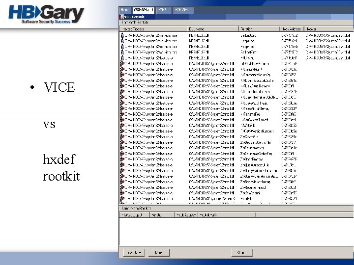  • VICE vs hxdef rootkit 