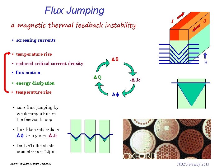 Flux Jumping a magnetic thermal feedback instability J J • screening currents • temperature
