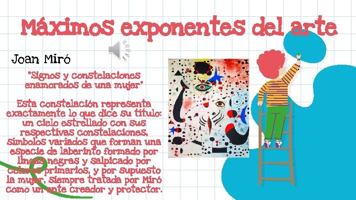 Máximos exponentes del arte Joan Miró “Signos y constelaciones enamorados de una mujer” Esta