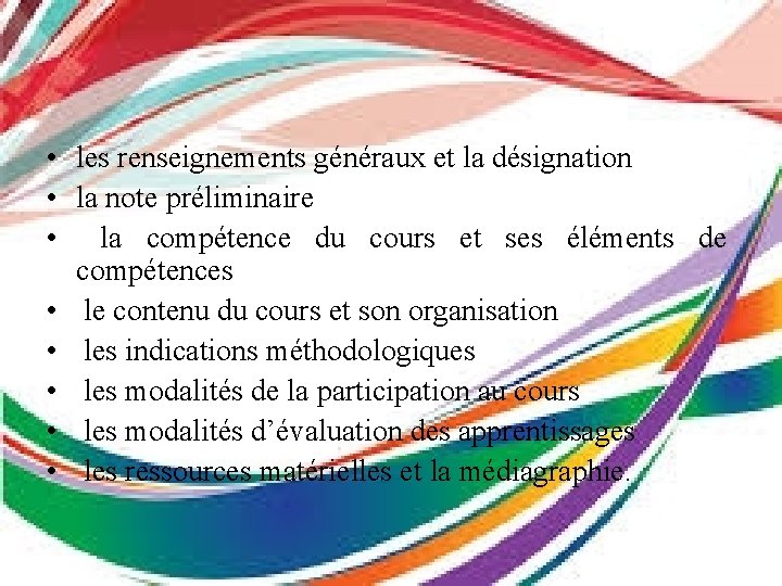 Planification pdagogique Plan du cours plan de la