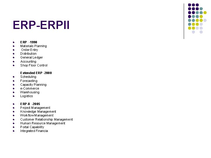 ERP-ERPII l l l l l l ERP -1990 Materials Planning Order Entry Distribution