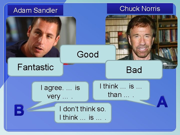 Chuck Norris Adam Sandler Good Fantastic Bad I agree. … is very …. B