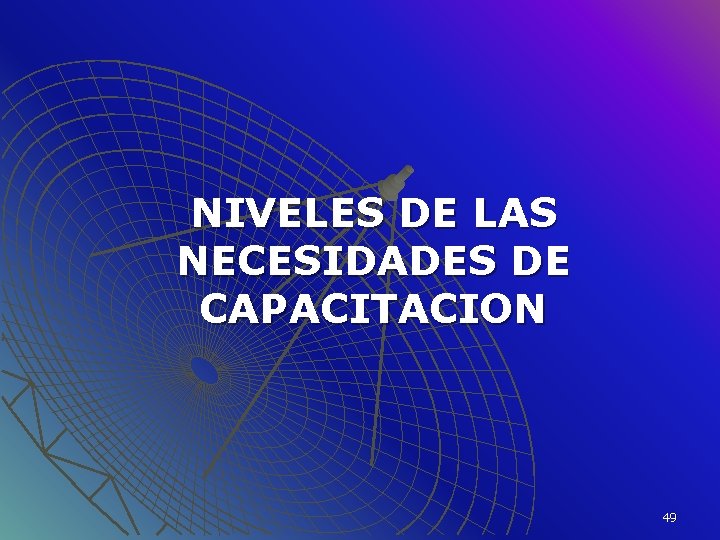 NIVELES DE LAS NECESIDADES DE CAPACITACION 49 