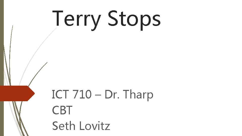 Terry Stops ICT 710 – Dr. Tharp CBT Seth Lovitz 