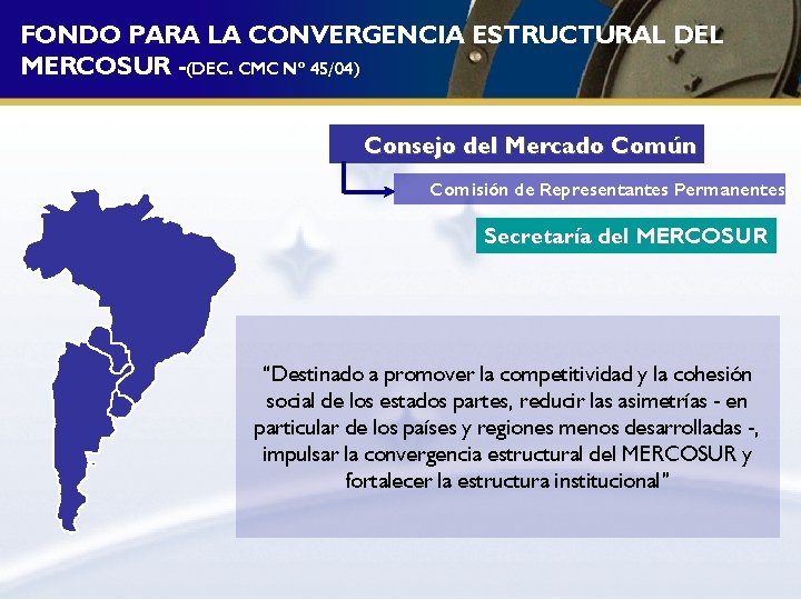 FONDO PARA LA CONVERGENCIA ESTRUCTURAL DEL MERCOSUR -(DEC. CMC Nº 45/04) Consejo del Mercado