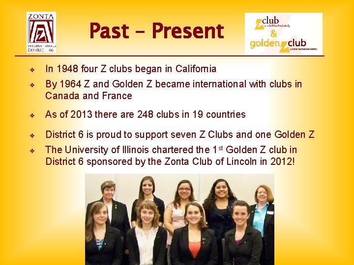 Past – Present v In 1948 four Z clubs began in California v By Past – Present v In 1948 four Z clubs began in California v By