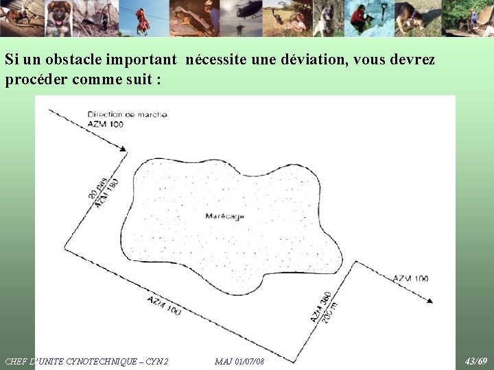 Si un obstacle important nécessite une déviation, vous devrez procéder comme suit : CHEF Si un obstacle important nécessite une déviation, vous devrez procéder comme suit : CHEF
