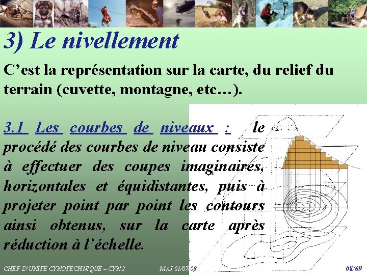 3) Le nivellement C’est la représentation sur la carte, du relief du terrain (cuvette, 3) Le nivellement C’est la représentation sur la carte, du relief du terrain (cuvette,