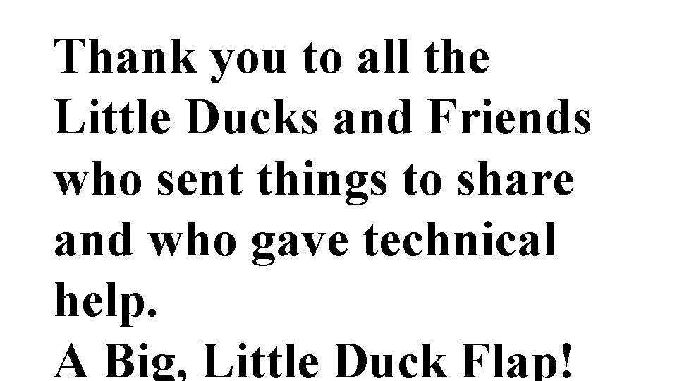 Thank you to all the Little Ducks and Friends who sent things to share