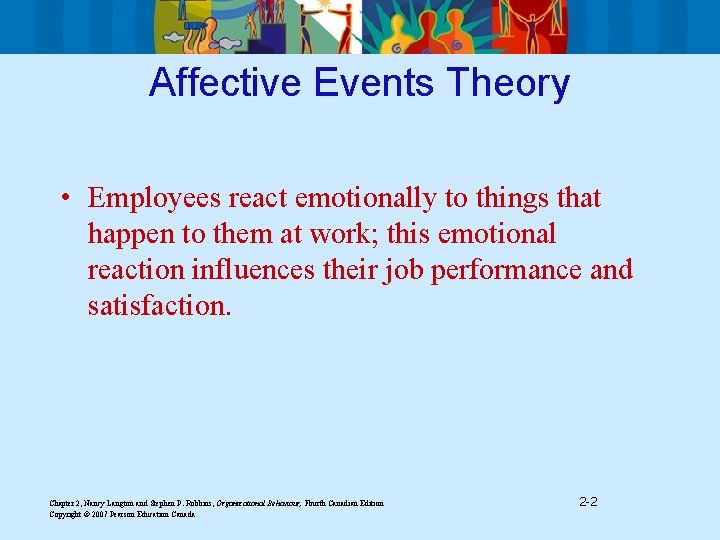 Affective Events Theory • Employees react emotionally to things that happen to them at
