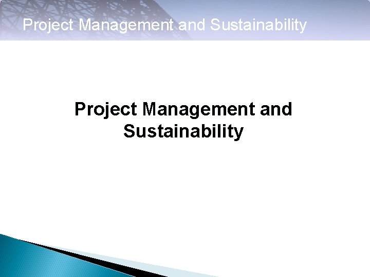 Project Management and Sustainability 