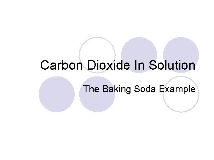 Carbon Dioxide In Solution The Baking Soda Example 