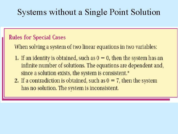 Systems without a Single Point Solution 