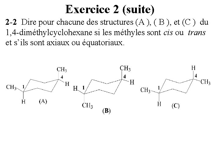 Exercice 2 (suite) 2 -2 Dire pour chacune des structures (A ), ( B