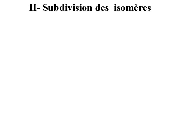 II- Subdivision des isomères 