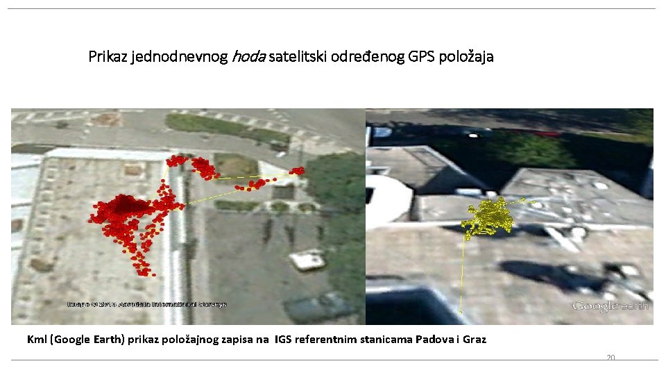 Prikaz jednodnevnog hoda satelitski određenog GPS položaja Kml (Google Earth) prikaz položajnog zapisa na