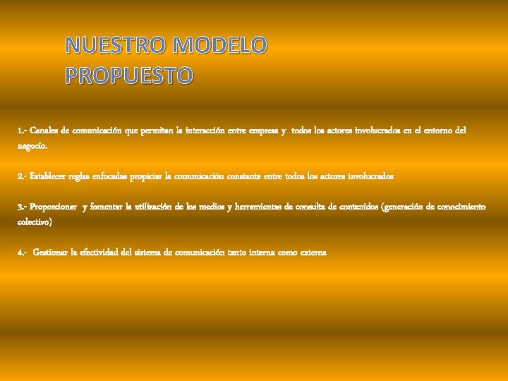 NUESTRO MODELO PROPUESTO 1. - Canales de comunicación que permitan la interacción entre empresa