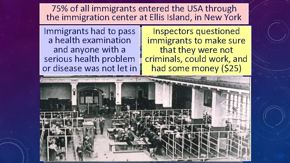 75% of all immigrants entered the USA through the immigration center at Ellis Island,