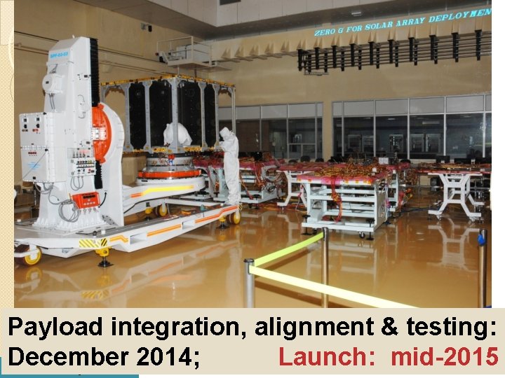 Payload integration, alignment & testing: December 2014; Launch: mid-2015 Slide courtesy: S S Sarma