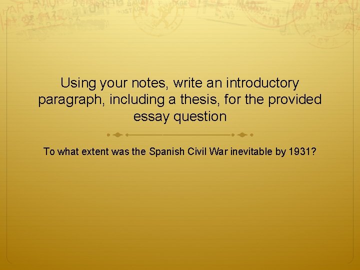Using your notes, write an introductory paragraph, including a thesis, for the provided essay