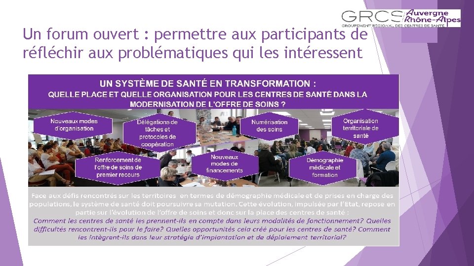Un forum ouvert : permettre aux participants de réfléchir aux problématiques qui les intéressent