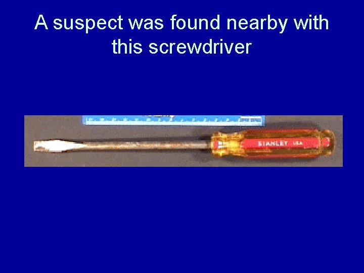 A suspect was found nearby with this screwdriver 