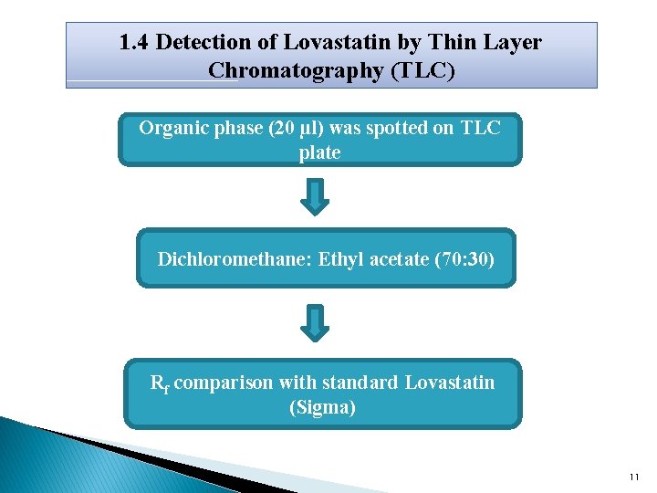 1. 4 Detection of Lovastatin by Thin Layer Chromatography (TLC) Organic phase (20 µl)