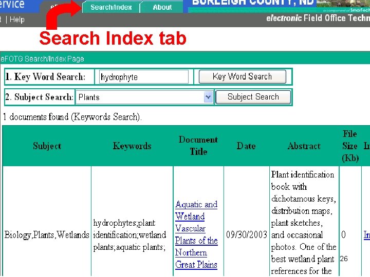 Search Index tab 26 