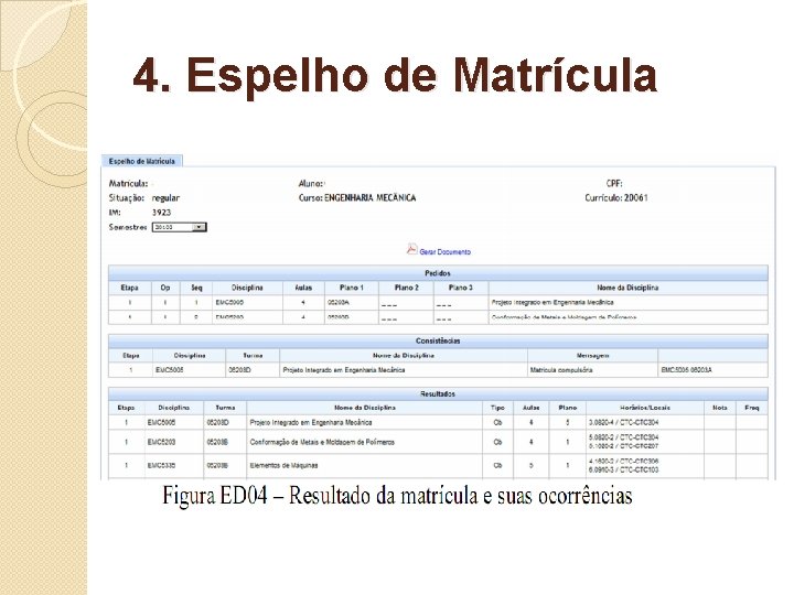 4. Espelho de Matrícula 4. Espelho de Matrícula