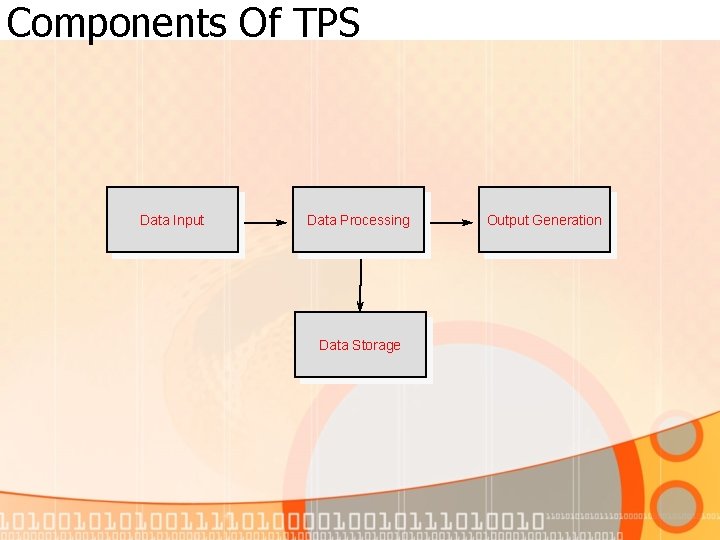 Components Of TPS Data Input Data Processing Data Storage Output Generation 