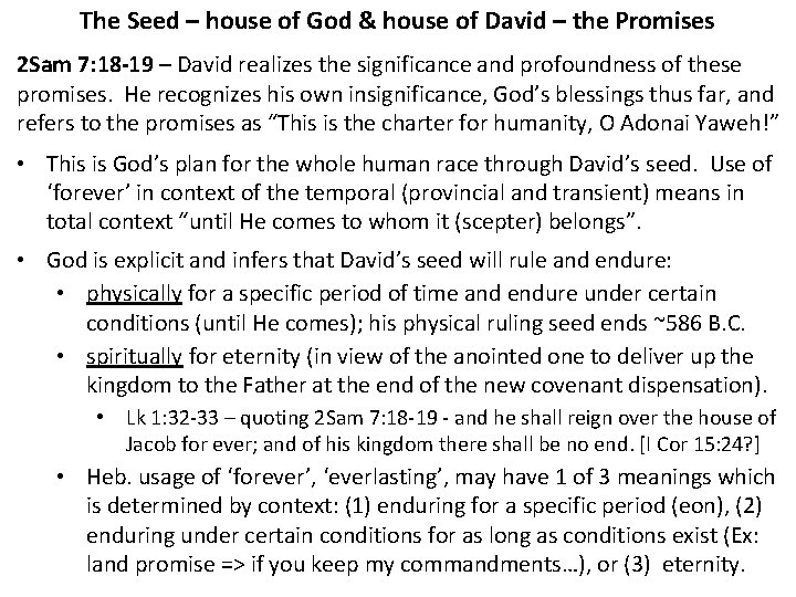 The Seed – house of God & house of David – the Promises 2