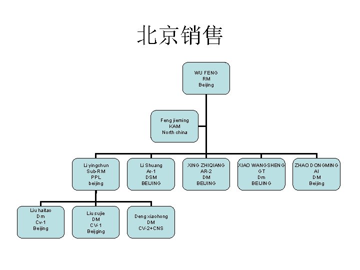 北京销售 WU FENG RM Beijing Feng jieming KAM North china Liu haitao Dm Cv-1