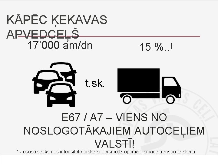 KĀPĒC ĶEKAVAS APVEDCEĻŠ 17’ 000 am/dn 15 %. . ↑ t. sk. E 67 KĀPĒC ĶEKAVAS APVEDCEĻŠ 17’ 000 am/dn 15 %. . ↑ t. sk. E 67
