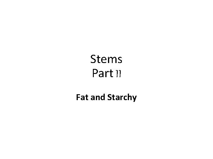 Stems Part II Fat and Starchy 