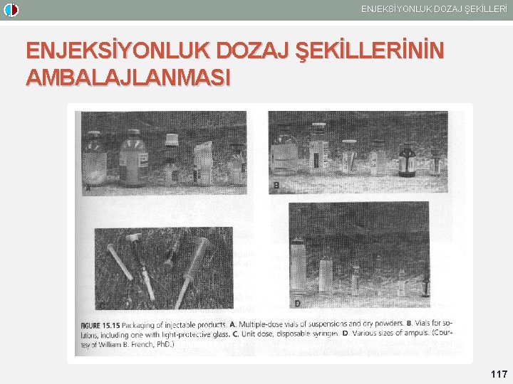 ENJEKSİYONLUK DOZAJ ŞEKİLLERİNİN AMBALAJLANMASI 117 