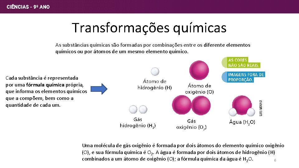 Transformações químicas As substâncias químicas são formadas por combinações entre os diferente elementos químicos