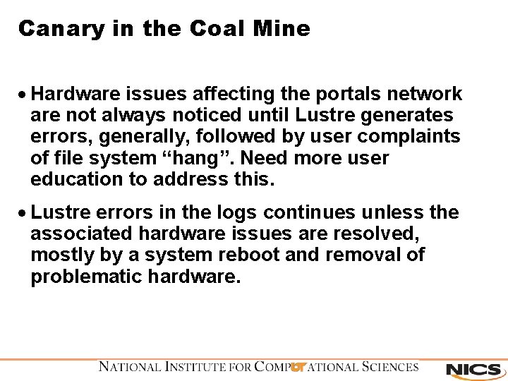Canary in the Coal Mine · Hardware issues affecting the portals network are not