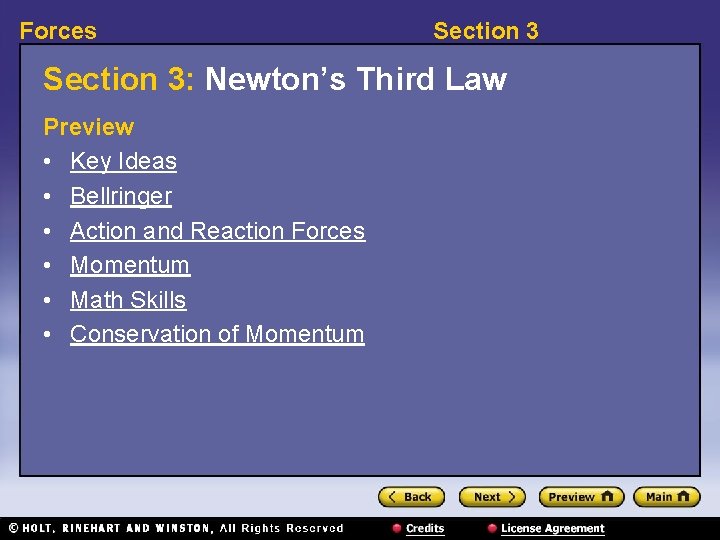 Forces Section 3 Newtons Third Law Preview Key